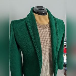 Vintage Talbot's boiled wool first green blazer with structured shoulders.